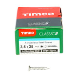 200 x TIMCO Classic Multi-Purpose Countersunk A4 Stainless Steel Woodcrews - 3.5 x 25