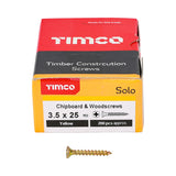 200 x TIMCO Solo Countersunk Gold Woodscrews - 3.5 x 25