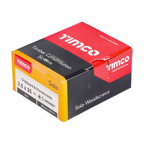 200 x TIMCO Solo Countersunk Silver Woodscrews - 3.5 x 25