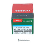 200 x TIMCO Classic Multi-Purpose Countersunk A2 Stainless Steel Woodcrews - 3.5 x 30