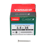 200 x TIMCO Classic Multi-Purpose Countersunk A2 Stainless Steel Woodcrews - 3.5 x 35