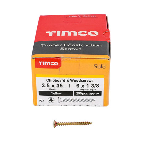 200 x TIMCO Solo Countersunk Gold Woodscrews - 3.5 x 35