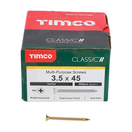 200 x TIMCO Classic Multi-Purpose Countersunk Gold Woodscrews - 3.5 x 45