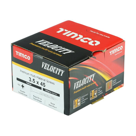 200 x TIMCO Velocity Premium Multi-Use Countersunk Gold Woodscrews - 3.5 x 45