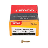 200 x TIMCO Solo Countersunk Gold Woodscrews - 4.0 x 17