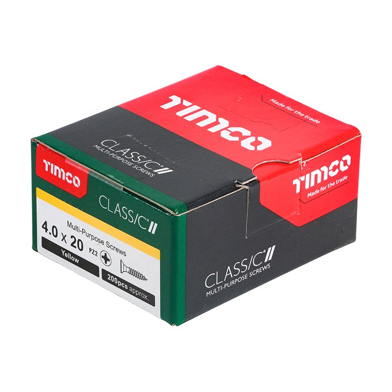 200 x TIMCO Classic Multi-Purpose Countersunk Gold Woodscrews - 4.0 x 20