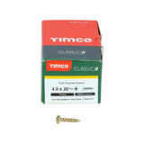 200 x TIMCO Classic Multi-Purpose Pan Head Gold Woodscrews - 4.0 x 20