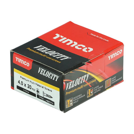 200 x TIMCO Velocity Premium Multi-Use Countersunk Gold Woodscrews - 4.0 x 20