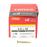 200 x TIMCO C2 Clamp-Fix Multi-Purpose Premium Countersunk Gold Woodscrews - 4.0 x 35