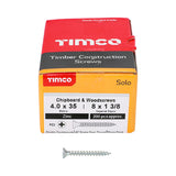 200 x TIMCO Solo Countersunk Silver Woodscrews - 4.0 x 35