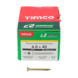 200 x TIMCO C2 Strong-Fix Multi-Purpose Premium Countersunk Gold Woodscrews - 4.0 x 40