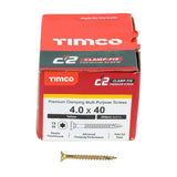 200 x TIMCO C2 Clamp-Fix Multi-Purpose Premium Countersunk Gold Woodscrews - 4.0 x 40