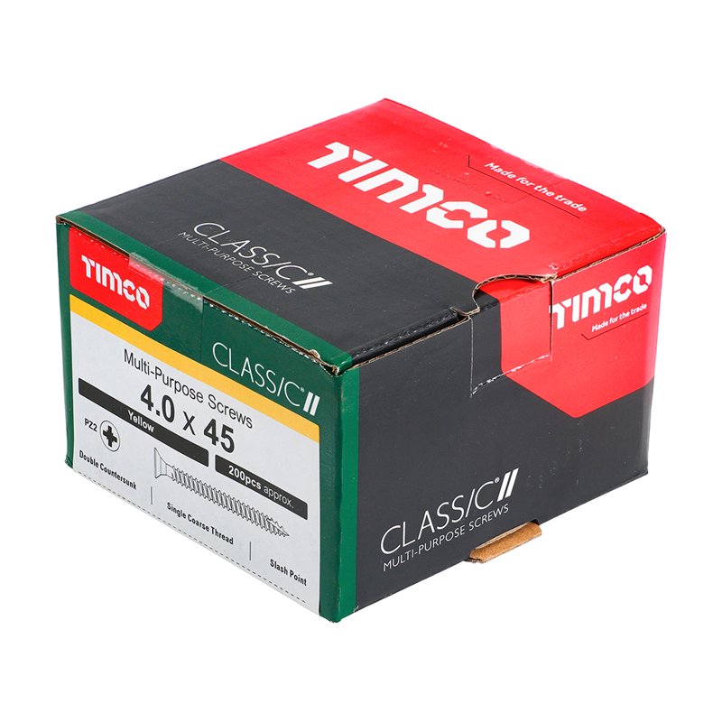 200 x TIMCO Classic Multi-Purpose Countersunk Gold Woodscrews - 4.0 x 45