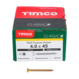 200 x TIMCO Classic Multi-Purpose Countersunk Gold Woodscrews - 4.0 x 45