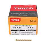 200 x TIMCO Solo Countersunk Gold Woodscrews - 4.0 x 50