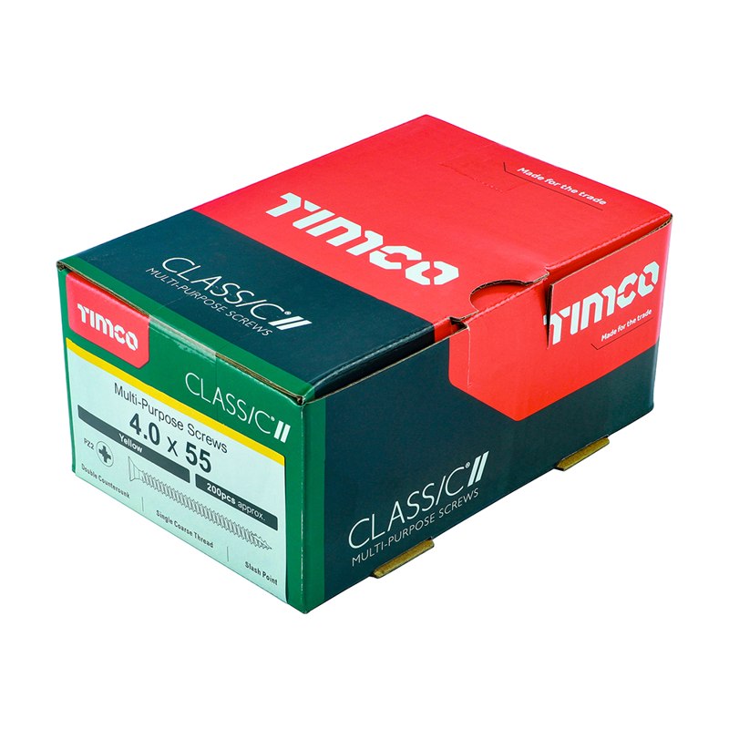 200 x TIMCO Classic Multi-Purpose Countersunk Gold Woodscrews - 4.0 x 55