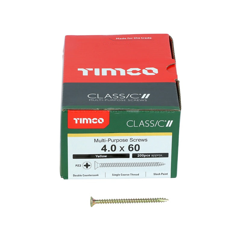 200 x TIMCO Classic Multi-Purpose Countersunk Gold Woodscrews - 4.0 x 60