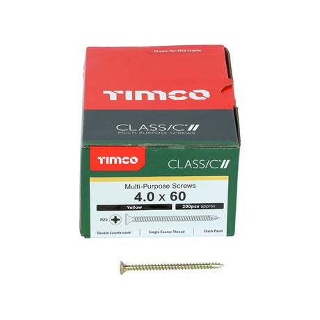 200 x TIMCO Classic Multi-Purpose Countersunk Gold Woodscrews - 4.0 x 60