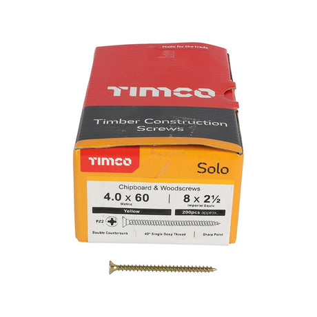 200 x TIMCO Solo Countersunk Gold Woodscrews - 4.0 x 60