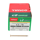 200 x TIMCO C2 Strong-Fix Multi-Purpose Premium Countersunk Gold Woodscrews - 4.0 x 70