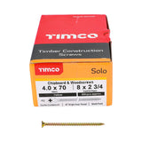 200 x TIMCO Solo Countersunk Gold Woodscrews - 4.0 x 70