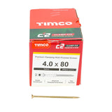 200 x TIMCO C2 Clamp-Fix Multi-Purpose Premium Countersunk Gold Woodscrews - 4.0 x 80