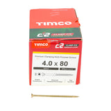 200 x TIMCO C2 Clamp-Fix Multi-Purpose Premium Countersunk Gold Woodscrews - 4.0 x 80