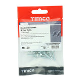 32 x TIMCO Machine Pan Head Screws & Hex Nut Silver - M4 x 20