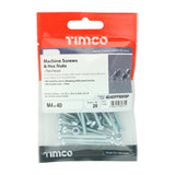 20 x TIMCO Machine Pan Head Screws & Hex Nut Silver - M4 x 40