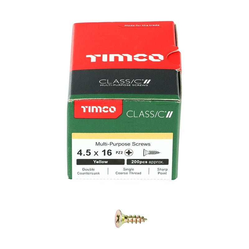 200 x TIMCO Classic Multi-Purpose Countersunk Gold Woodscrews - 4.5 x 16