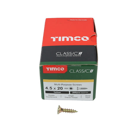 200 x TIMCO Classic Multi-Purpose Countersunk Gold Woodscrews - 4.5 x 20