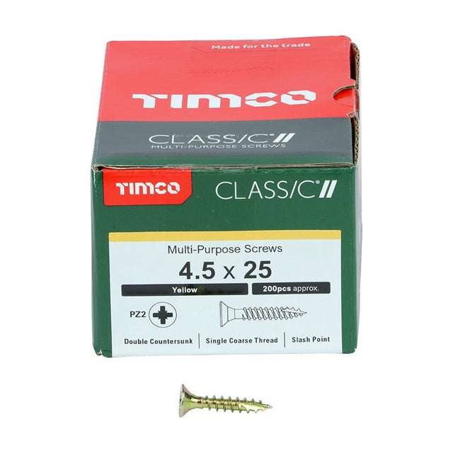 200 x TIMCO Classic Multi-Purpose Countersunk Gold Woodscrews - 4.5 x 25