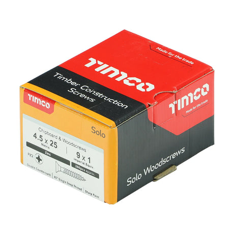 200 x TIMCO Solo Countersunk Silver Woodscrews - 4.5 x 25