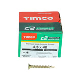 200 x TIMCO C2 Strong-Fix Multi-Purpose Premium Countersunk Gold Woodscrews - 4.5 x 40