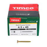 200 x TIMCO Classic Multi-Purpose Countersunk Gold Woodscrews - 4.5 x 40