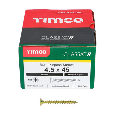 200 x TIMCO Classic Multi-Purpose Countersunk Gold Woodscrews - 4.5 x 45