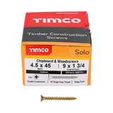 200 x TIMCO Solo Countersunk Gold Woodscrews - 4.5 x 45