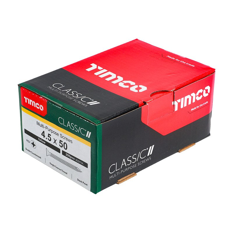 200 x TIMCO Classic Multi-Purpose Countersunk Gold Woodscrews - 4.5 x 50