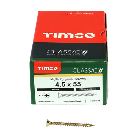 200 x TIMCO Classic Multi-Purpose Countersunk Gold Woodscrews - 4.5 x 55