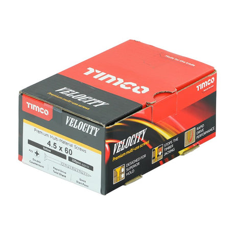 200 x TIMCO Velocity Premium Multi-Use Countersunk Gold Woodscrews - 4.5 x 60