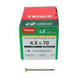 200 x TIMCO C2 Strong-Fix Multi-Purpose Premium Countersunk Gold Woodscrews - 4.5 x 70