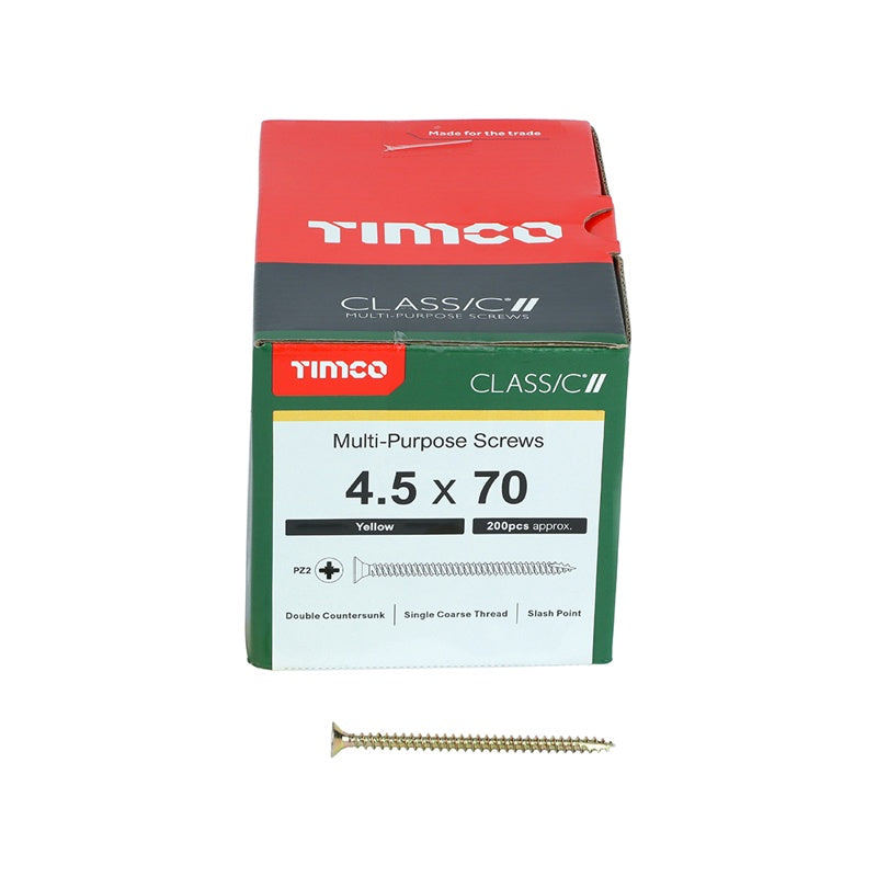 200 x TIMCO Classic Multi-Purpose Countersunk Gold Woodscrews - 4.5 x 70