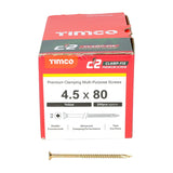 200 x TIMCO C2 Clamp-Fix Multi-Purpose Premium Countersunk Gold Woodscrews - 4.5 x 80