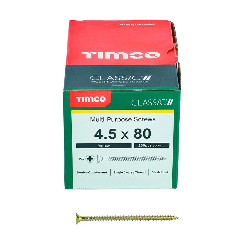 200 x TIMCO Classic Multi-Purpose Countersunk Gold Woodscrews - 4.5 x 80