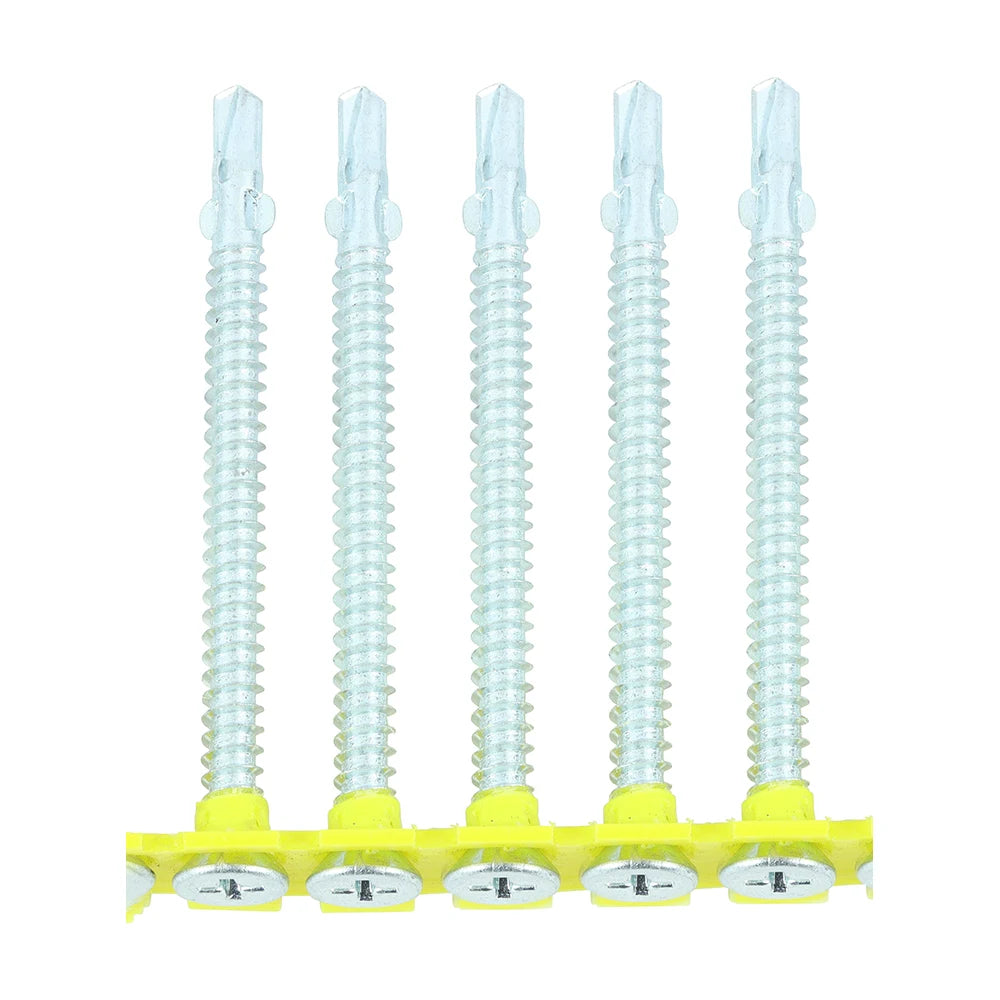 500 x TIMCO Collated Self-Drilling Wing-Tip Steel to Timber Light Section Silver Screws  - 4.8 x 65