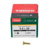 200 x TIMCO Classic Multi-Purpose Countersunk Gold Woodscrews - 5.0 x 20