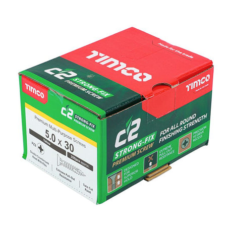 200 x TIMCO C2 Strong-Fix Multi-Purpose Premium Countersunk Gold Woodscrews - 5.0 x 30