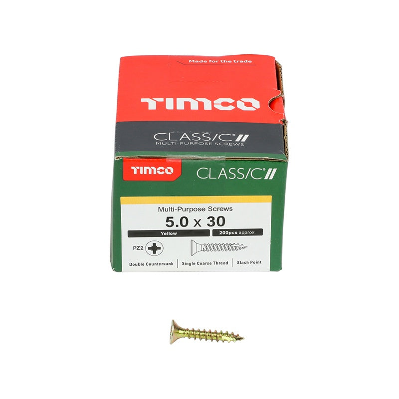 200 x TIMCO Classic Multi-Purpose Countersunk Gold Woodscrews - 5.0 x 30