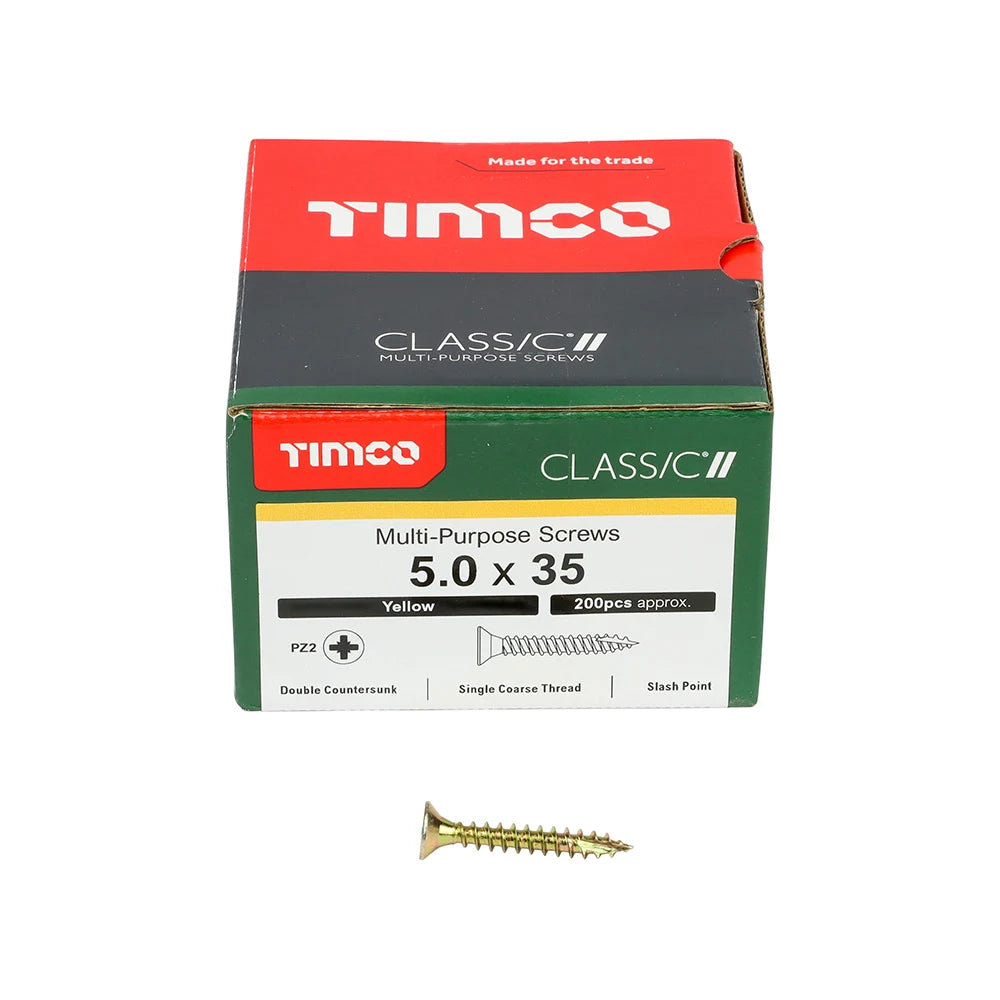 200 x TIMCO Classic Multi-Purpose Countersunk Gold Woodscrews - 5.0 x 35