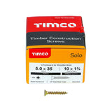 200 x TIMCO Solo Countersunk Gold Woodscrews - 5.0 x 35